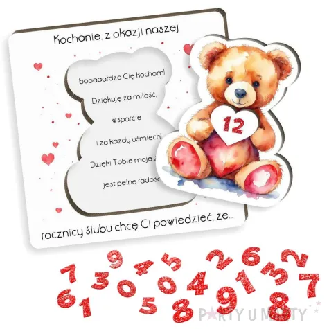 kartka mis z zyczeniami na dowolna rocznice slubu hdf 13 x 13 cm