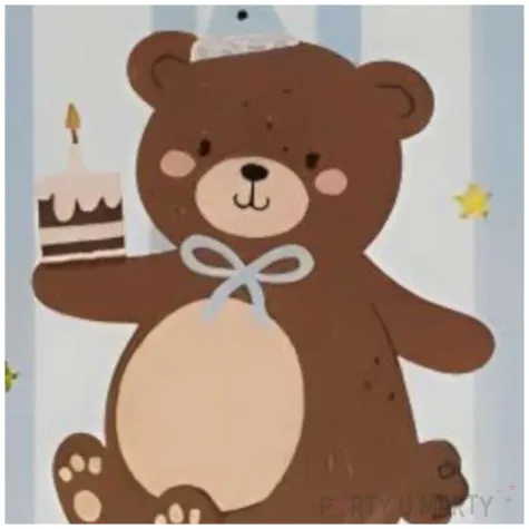 kartka okolicznosciowa 1 urodziny misiek partydeco 14 x 14 cm