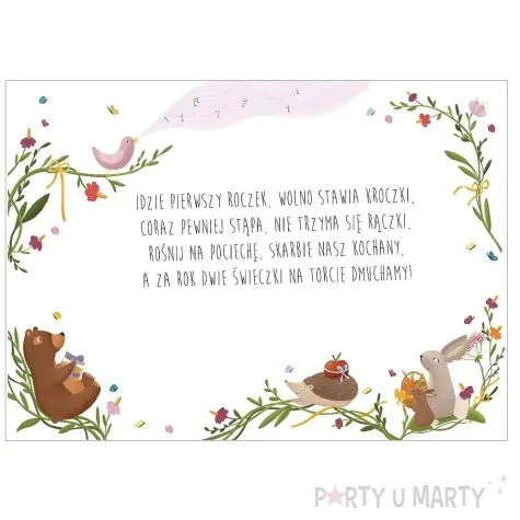 kartka okolicznosciowa 1 urodziny zwierzeta lesne henry a5