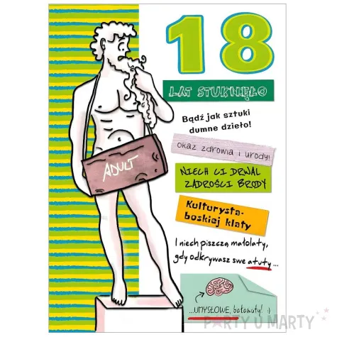 kartka okolicznosciowa 18 urodziny dawid henry 15 x 15 cm