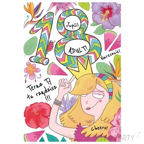 kartka okolicznosciowa 18 urodziny krolowa i kwiaty henry a5