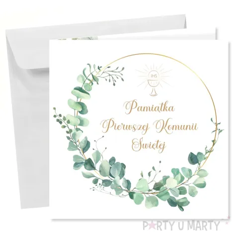 kartka okolicznosciowa eukaliptus beauty prezent pamiatka na komunie swieta 15x15 cm