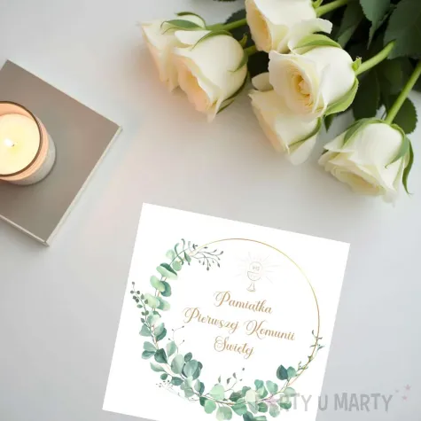 kartka okolicznosciowa eukaliptus beauty prezent pamiatka na komunie swieta 15x15 cm
