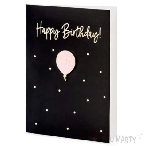 kartka okolicznosciowa happy birthday 30 z koperta czarna partydeco 10 5 x 14 8 cm