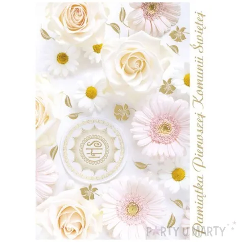 kartka okolicznosciowa komunia swieta hostia i kwiaty przestrzenna pol maki 14x19cm