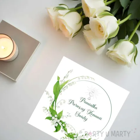 kartka okolicznosciowa konwalie prezent pamiatka na komunie swieta 15x15 cm