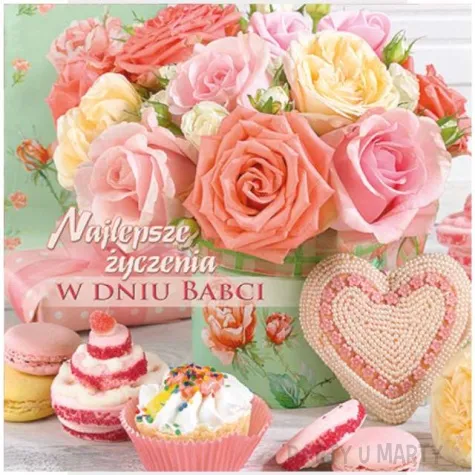 kartka okolicznosciowa laurka dla babci najlepsze zyczenia maki 15 x 15 cm