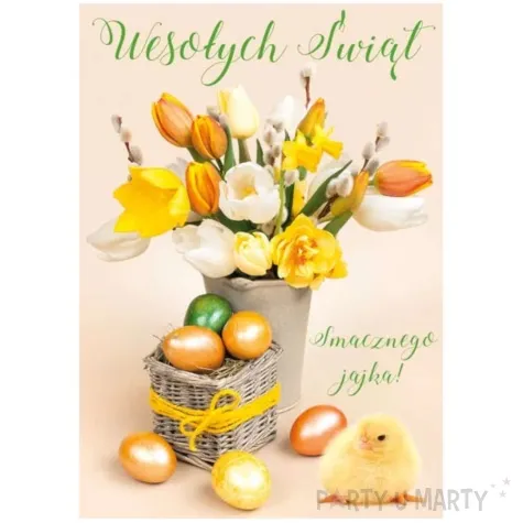 kartka okolicznosciowa laurka wielkanocna wazon z kwiatami swiecka maki 11 7 x 16 7 cm