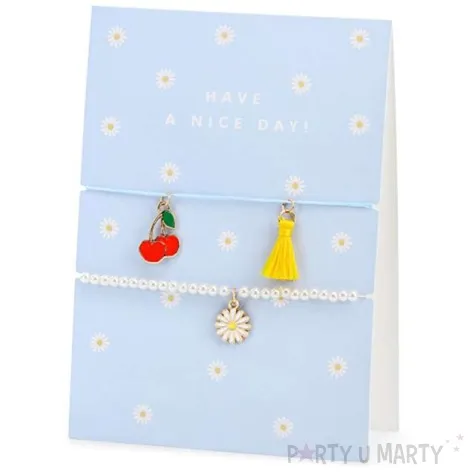 kartka okolicznosciowa milego dnia bransoletka niebieska partydeco 10 5 x 14 8 cm