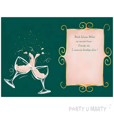 kartka okolicznosciowa rocznica slubu fontanna z kieliszkow zielony henry a5