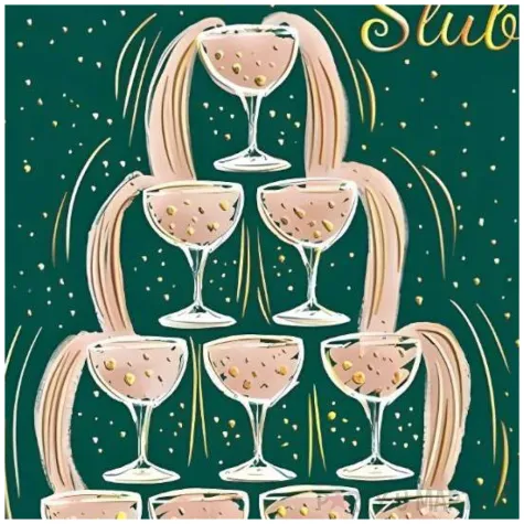 kartka okolicznosciowa rocznica slubu fontanna z kieliszkow zielony henry a5