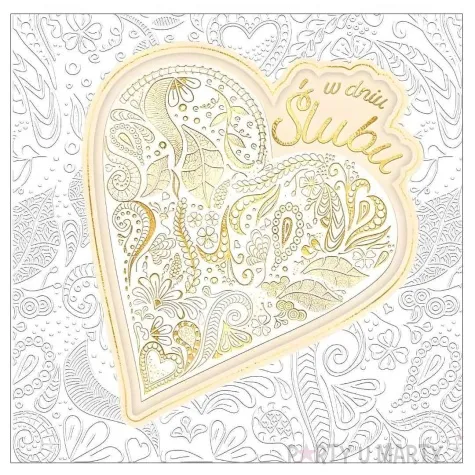 kartka okolicznosciowa slub zlote serce i liscie henry 15 x 15 cm