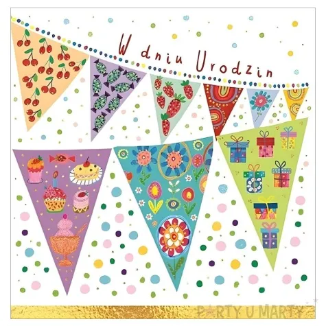 kartka okolicznosciowa urodziny girlandy henry 15 x 15 cm