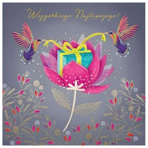 kartka okolicznosciowa urodziny kolibry henry 15 x 15 cm