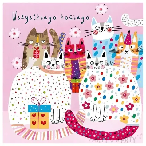 kartka okolicznosciowa urodziny kotki henry 15 x 15 cm