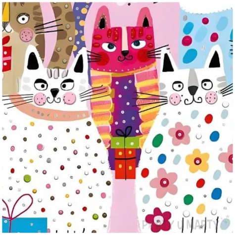 kartka okolicznosciowa urodziny kotki henry 15 x 15 cm