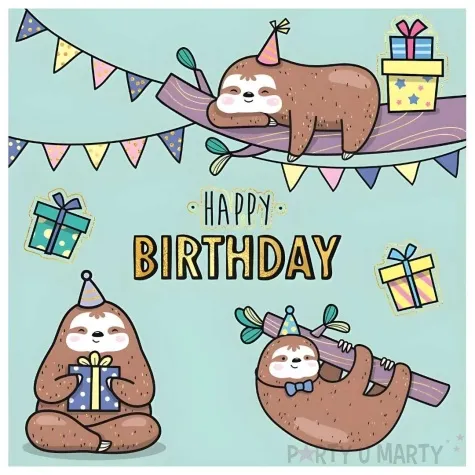 kartka okolicznosciowa urodziny leniwiec henry 15 x 15 cm