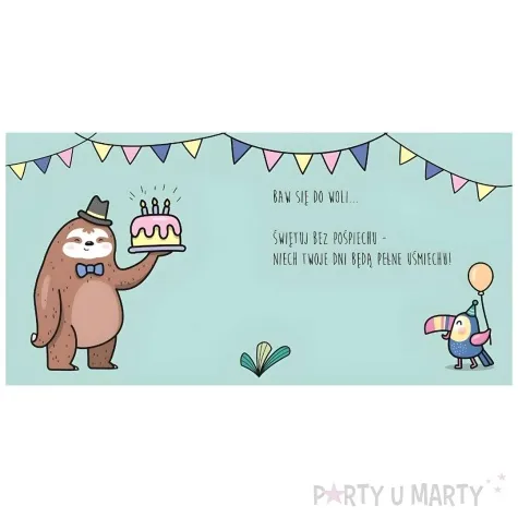 kartka okolicznosciowa urodziny leniwiec henry 15 x 15 cm