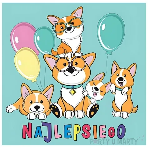 kartka okolicznosciowa urodziny pieski corgie henry 15 x 15 cm