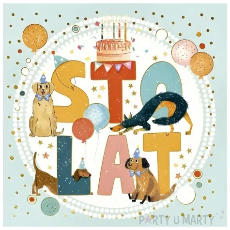 kartka okolicznosciowa urodziny pieski i balony henry 15 x 15 cm