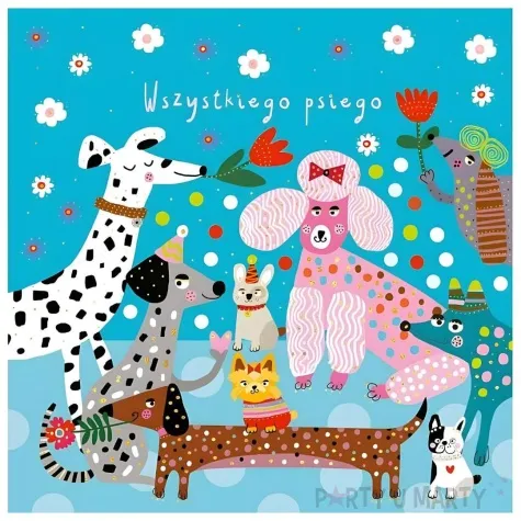 kartka okolicznosciowa urodziny pieski i kwiaty henry 15 x 15 cm