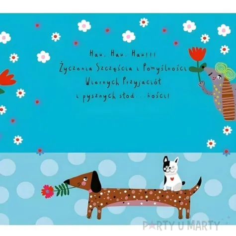 kartka okolicznosciowa urodziny pieski i kwiaty henry 15 x 15 cm