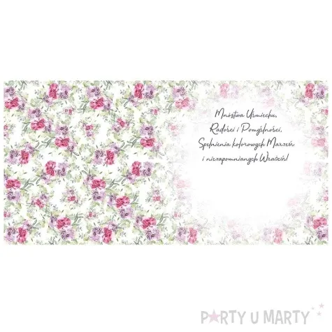 kartka okolicznosciowa urodziny rozowe kwiaty henry 15 x 15 cm