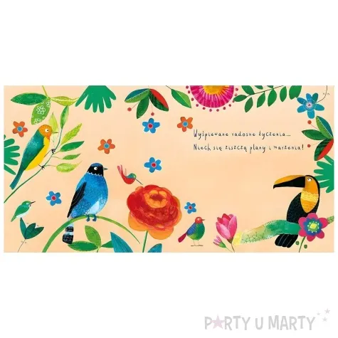 kartka okolicznosciowa urodziny tropikalne ptaki henry 15 x 15 cm