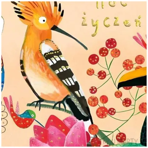 kartka okolicznosciowa urodziny tropikalne ptaki henry 15 x 15 cm
