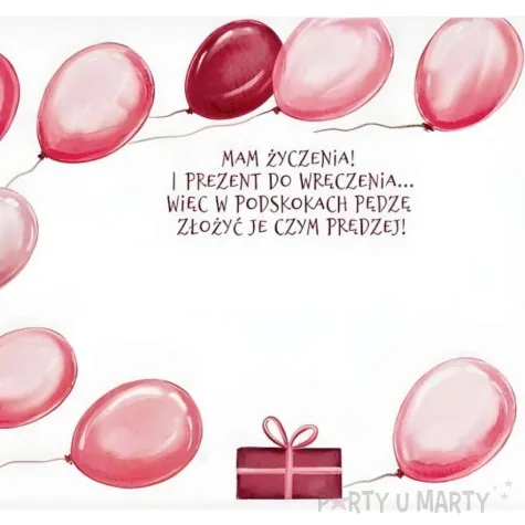 kartka okolicznosciowa urodziny zaba i balony henry 15 x 15 cm