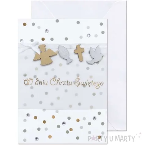 kartka okolicznosciowa w dniu chrztu sw aniolek paw 12 5 x 17 6 cm