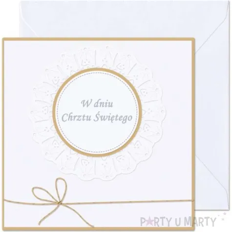 kartka okolicznosciowa w dniu chrztu sw biala falbanka paw 15 4 x 15 4 cm