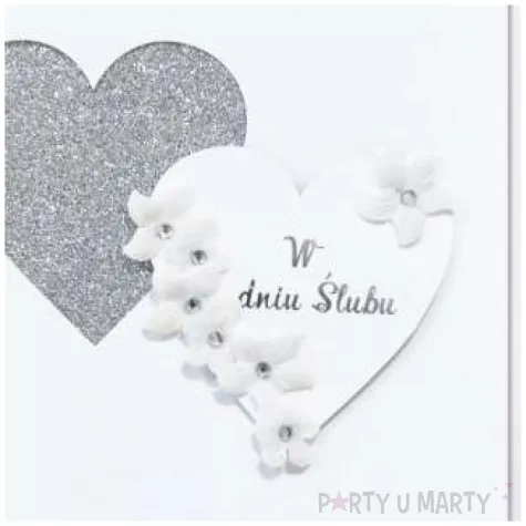 kartka okolicznosciowa w dniu slubu 2 serca paw 12 5 x 17 6 cm