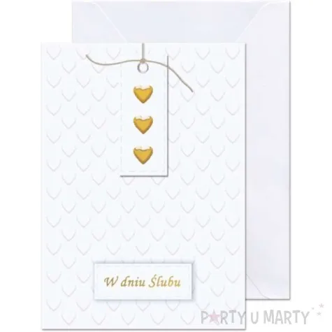 kartka okolicznosciowa w dniu slubu 3 serca paw 12 5 x 17 6 cm