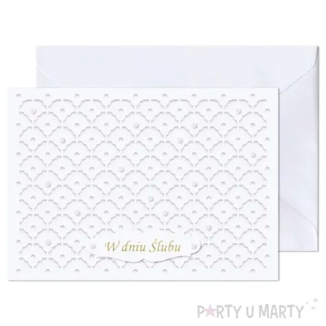kartka okolicznosciowa w dniu slubu azur wzor paw 17 6 x 12 5 cm