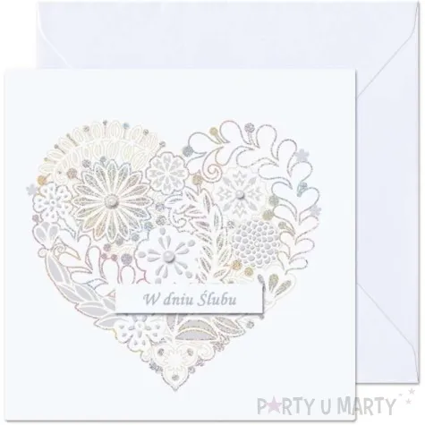 kartka okolicznosciowa w dniu slubu kwiatowe serce paw 15 4 x 15 4 cm