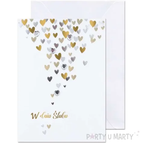 kartka okolicznosciowa w dniu slubu serduszka paw 12 5 x 17 6 cm