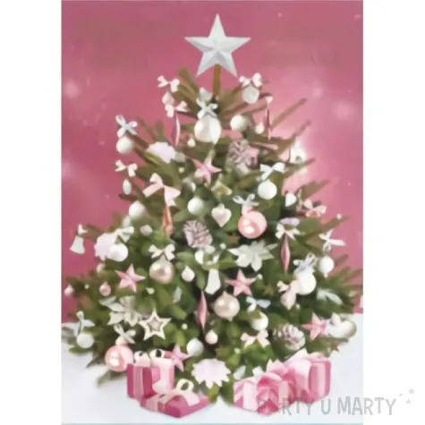 kartka okolicznosciowa z oplatkiem wesolych swiat choinka rozowa maki b6