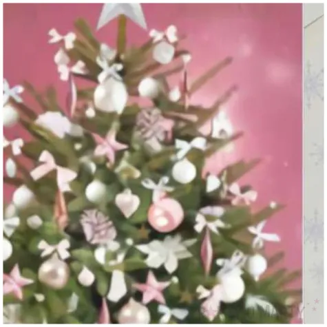 kartka okolicznosciowa z oplatkiem wesolych swiat choinka rozowa maki b6