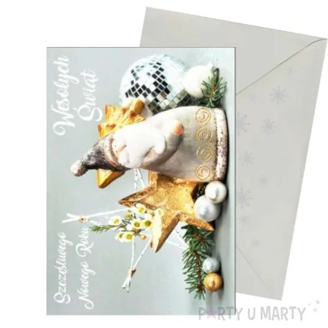 kartka okolicznosciowa z oplatkiem wesolych swiat mikolaj maki b6