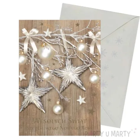 kartka okolicznosciowa z oplatkiem wesolych swiat rustykalne dekoracje maki b6