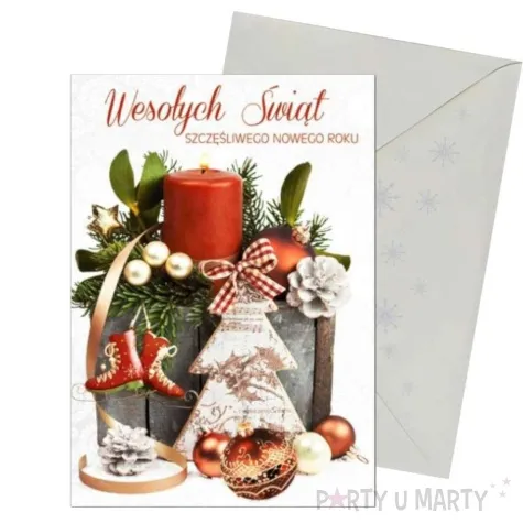 kartka okolicznosciowa z oplatkiem wesolych swiat stroik maki b6