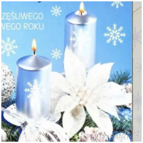 kartka okolicznosciowa z oplatkiem wesolych swiat stroik niebieski maki b6