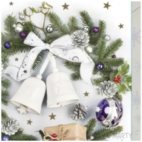 kartka okolicznosciowa z oplatkiem wesolych swiat stroik z dzwoneczkami maki b6