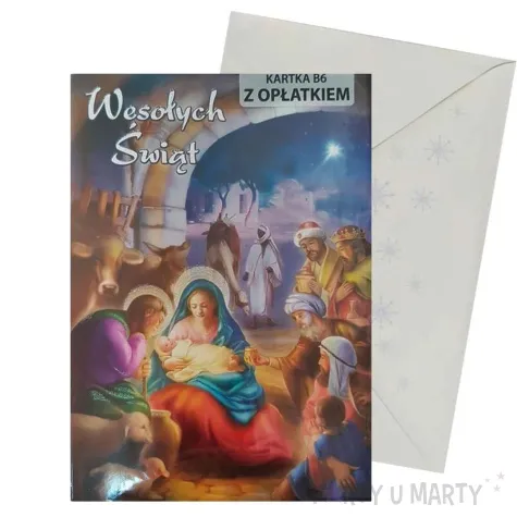 kartka okolicznosciowa z oplatkiem wesolych swiat trzej krolowie wzor 4 maki b6