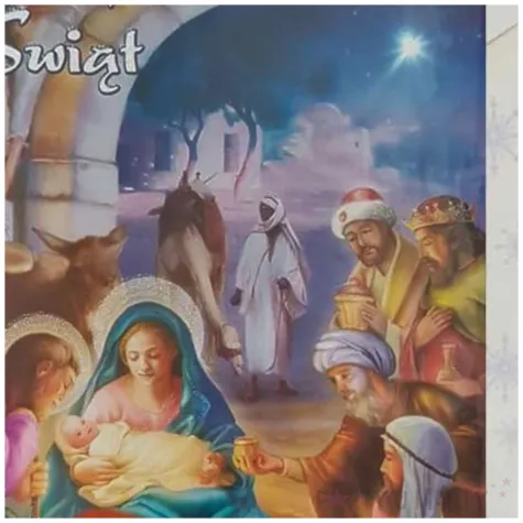 kartka okolicznosciowa z oplatkiem wesolych swiat trzej krolowie wzor 4 maki b6