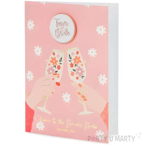 kartka z pinem wieczor panienski team bride rozowy partydeco