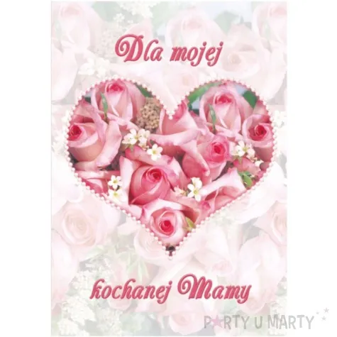 kartka z pozytywka dzien matki dla mojej kochanej mamy serce pol maki 14x20 cm