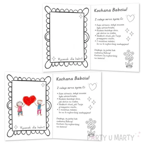 kartka z zyczeniami laurka kochanej babci kolorowanka 14 8x10 5 cm