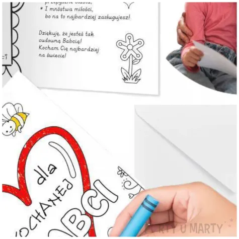 kartka z zyczeniami laurka kochanej babci kolorowanka dzien babci 14 8x10 5 cm